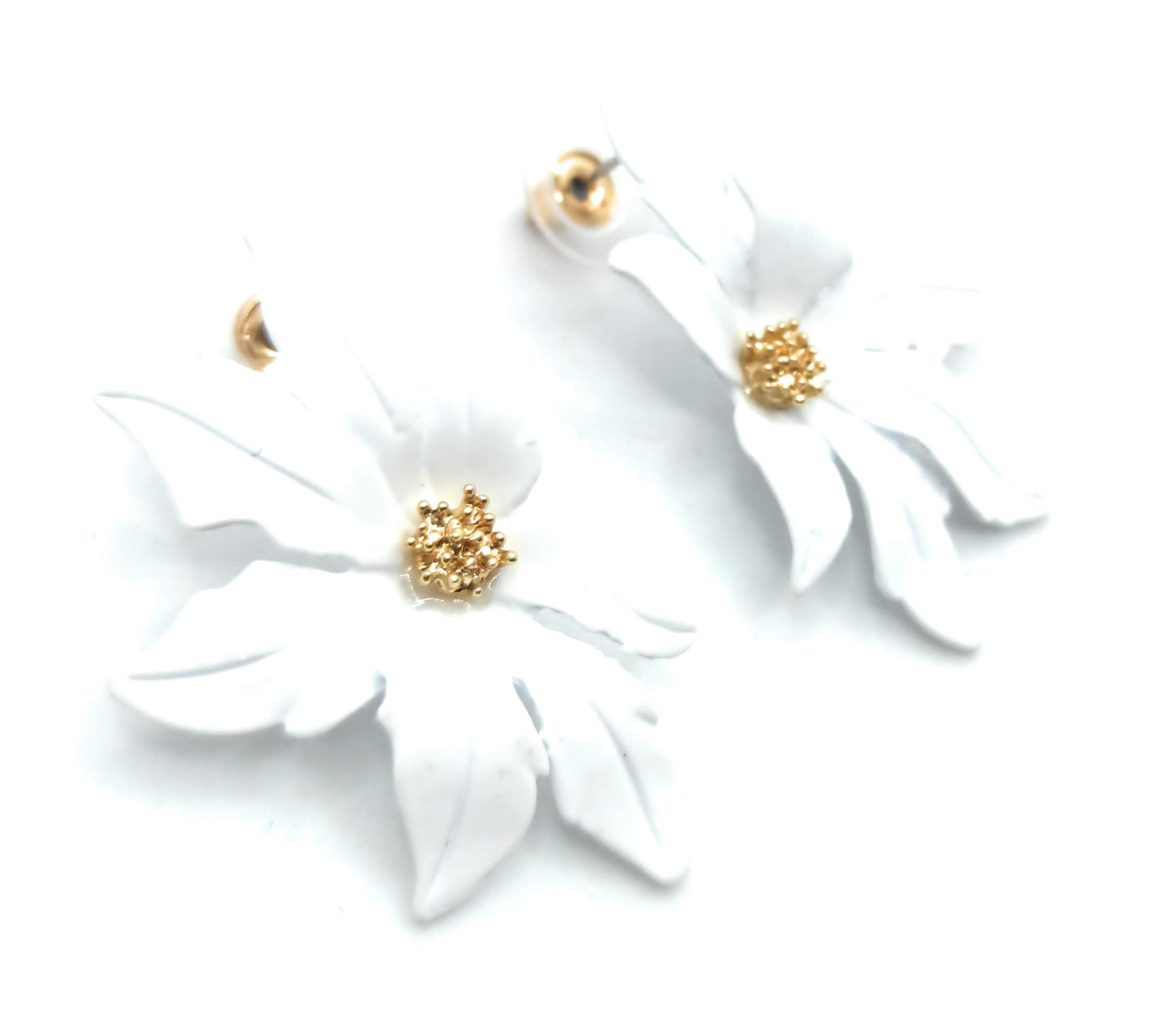 Pendientes Largos Flor · Blanco
