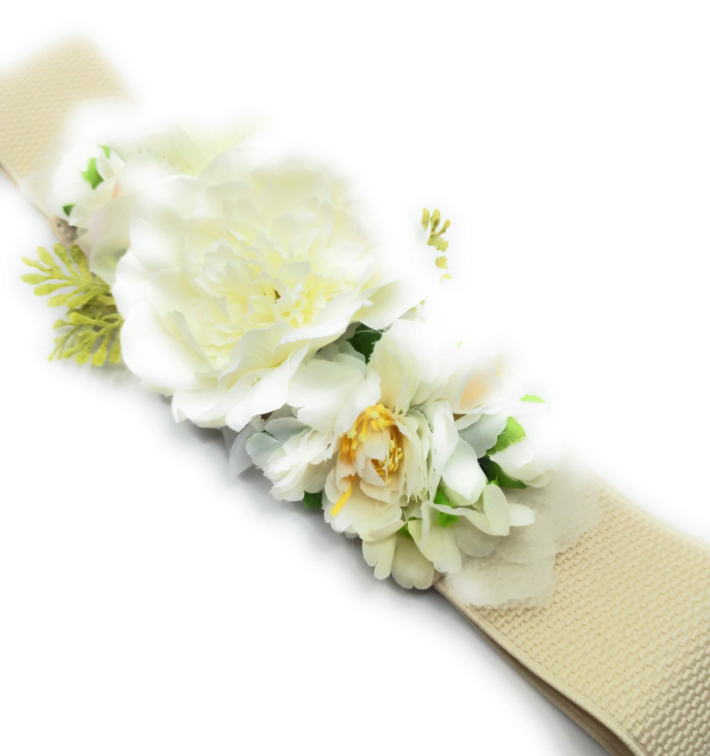 Cinturón de Flores · Cinta Beis, Flores Blanco
