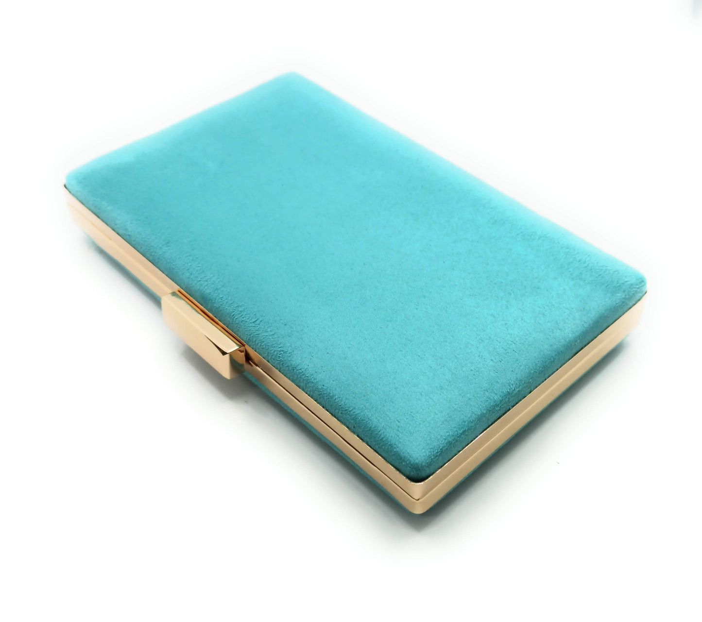 Cartera De Mano Bolso Fiesta Rectangular · Ante Turquesa