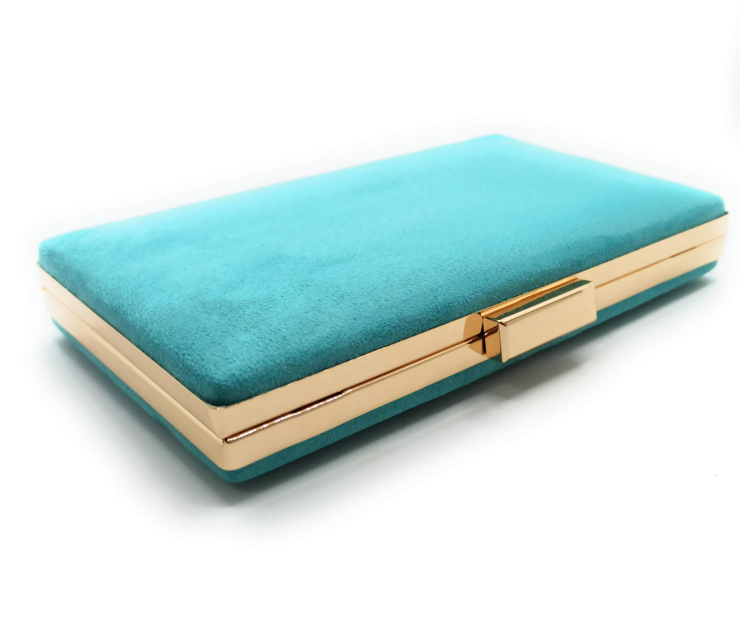 Cartera De Mano Bolso Fiesta Rectangular · Ante Turquesa