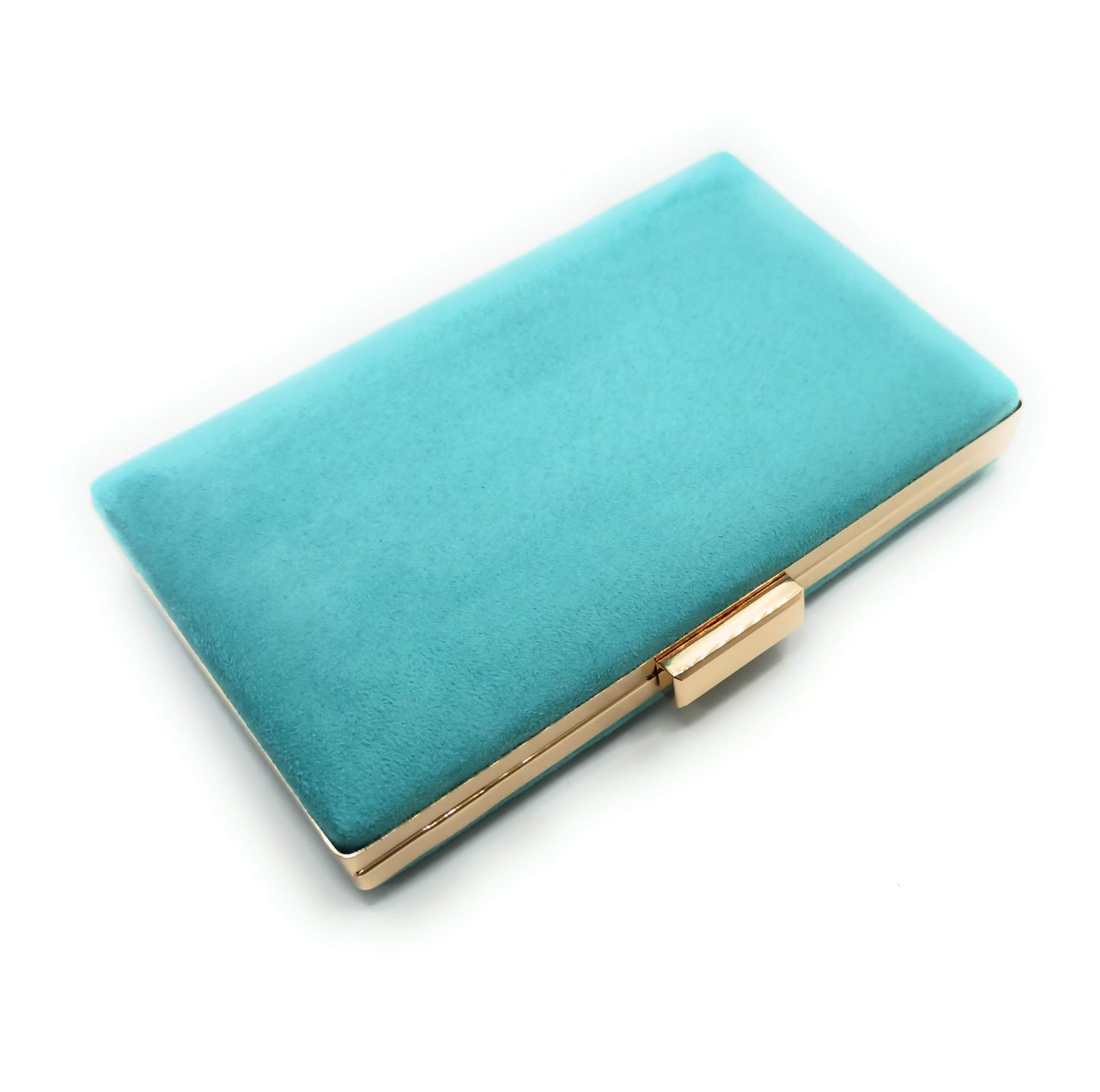 Cartera De Mano Bolso Fiesta Rectangular · Ante Turquesa