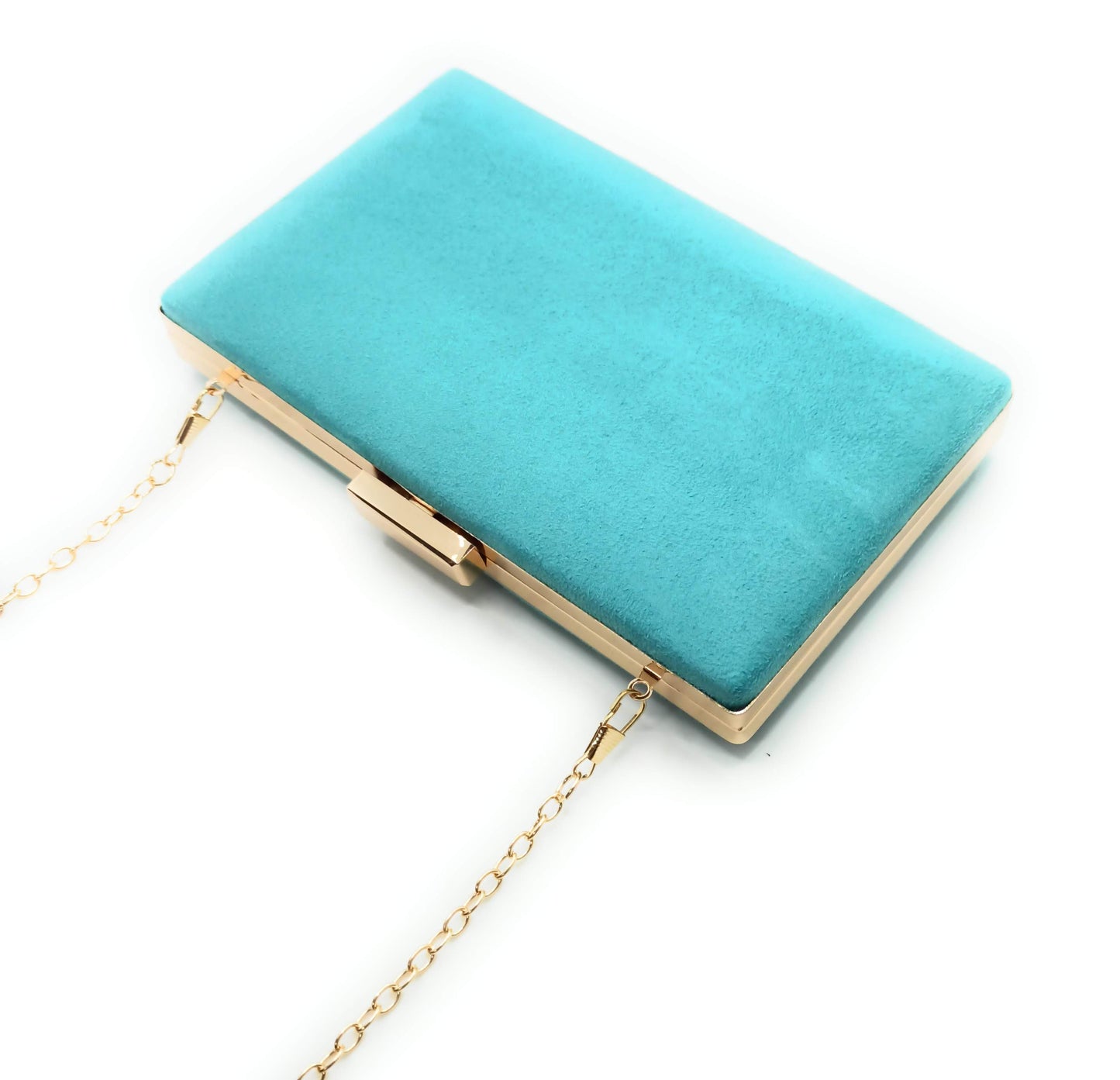 Cartera De Mano Bolso Fiesta Rectangular · Ante Turquesa