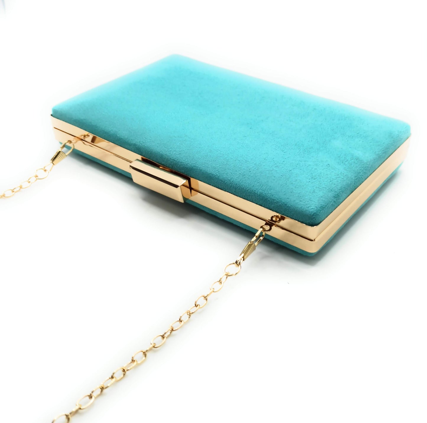 Cartera De Mano Bolso Fiesta Rectangular · Ante Turquesa
