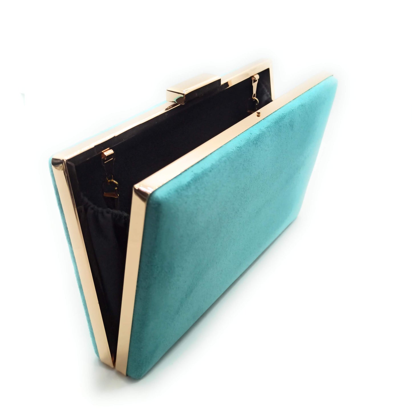 Cartera De Mano Bolso Fiesta Rectangular · Ante Turquesa