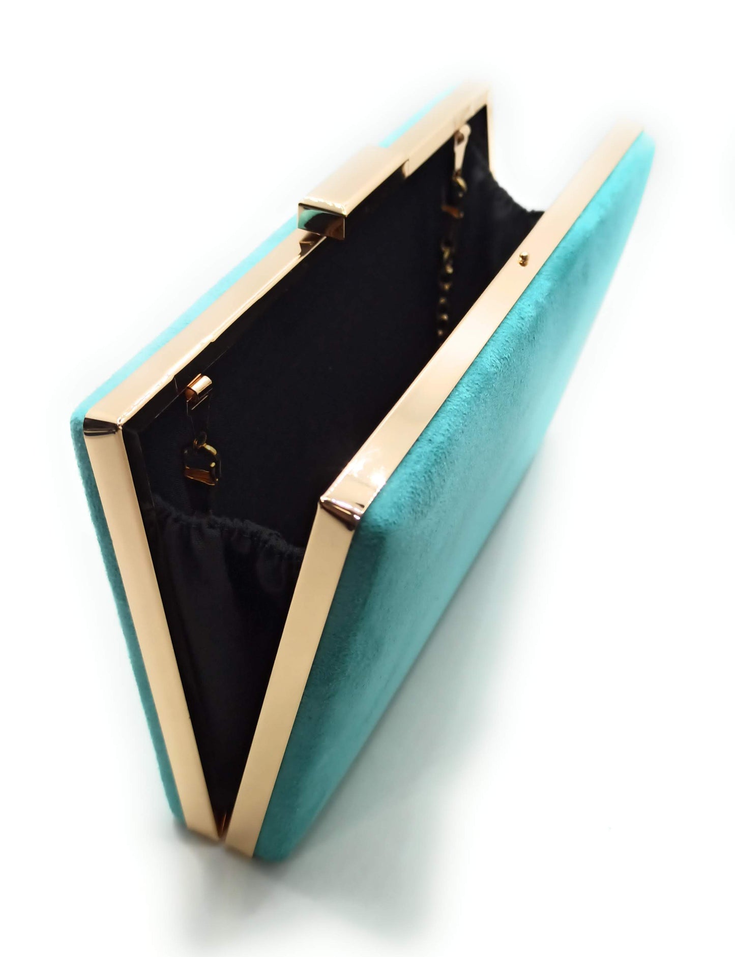 Cartera De Mano Bolso Fiesta Rectangular · Ante Turquesa