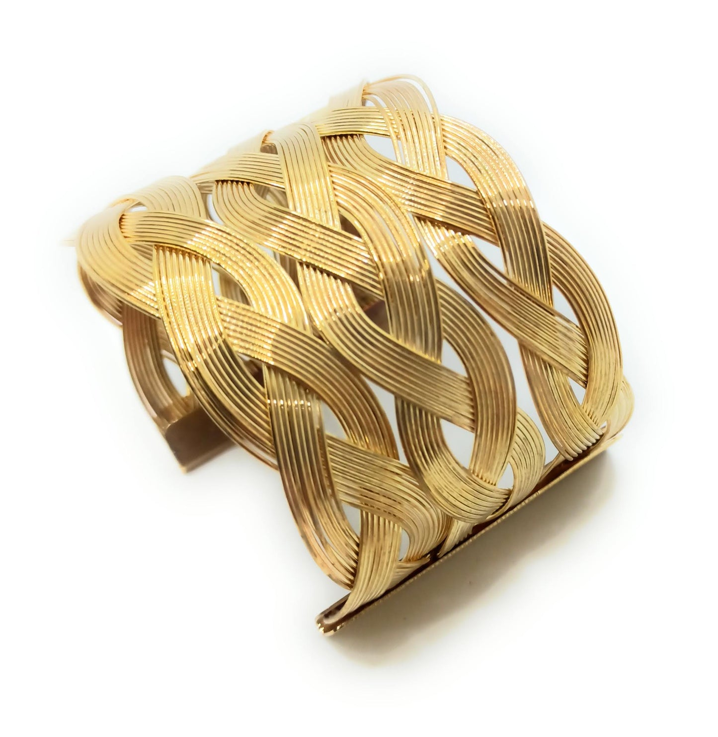 Brazalete Dorado Trenzado Ancho