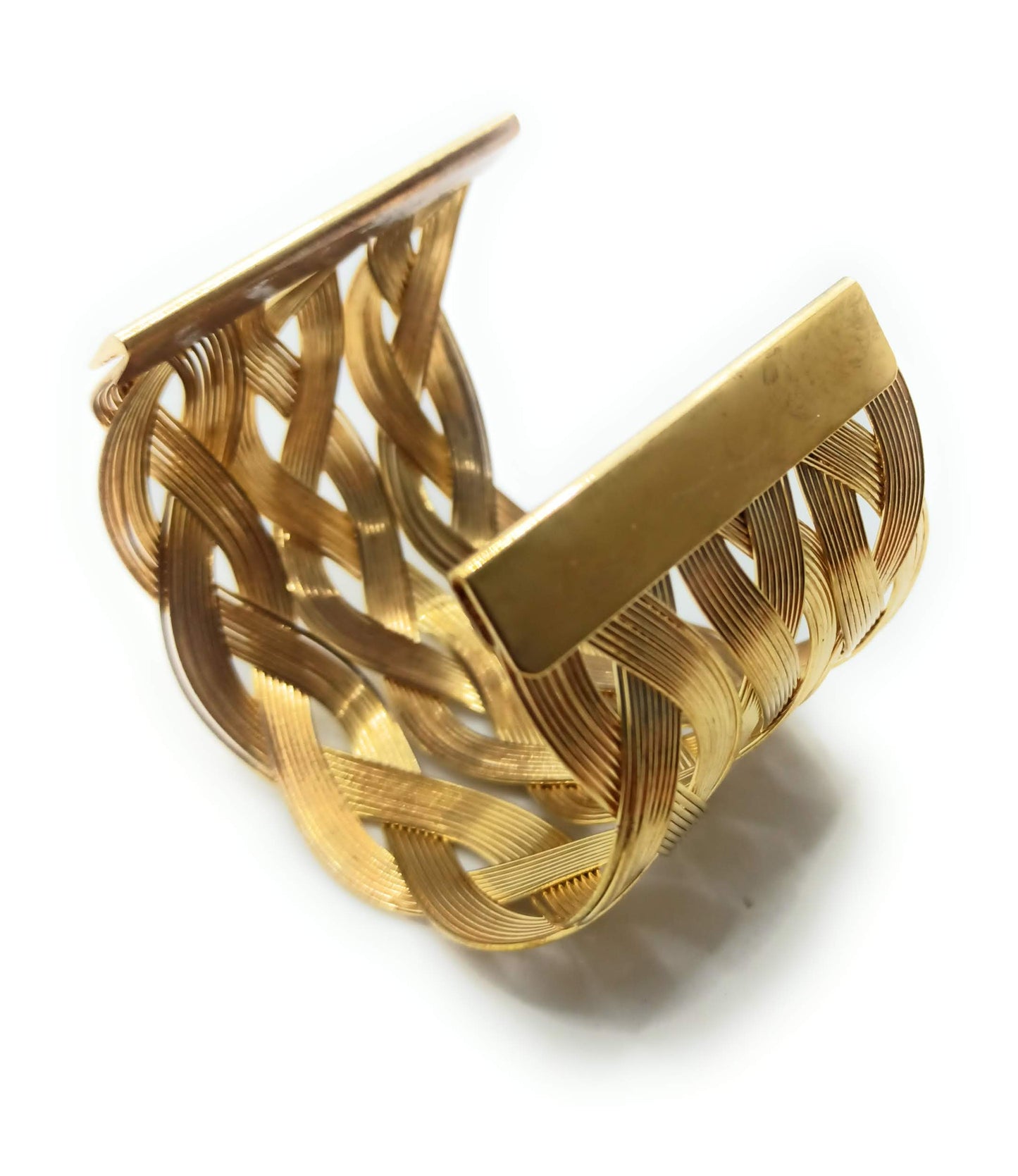 Brazalete Dorado Trenzado Ancho