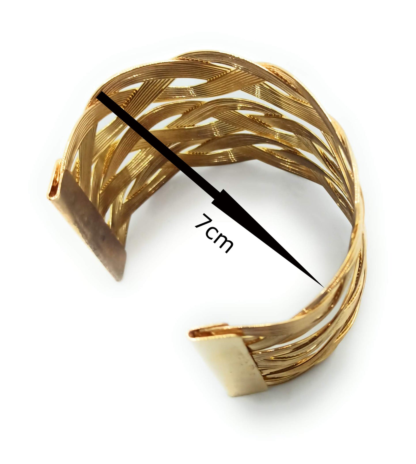 Brazalete Dorado Trenzado Ancho