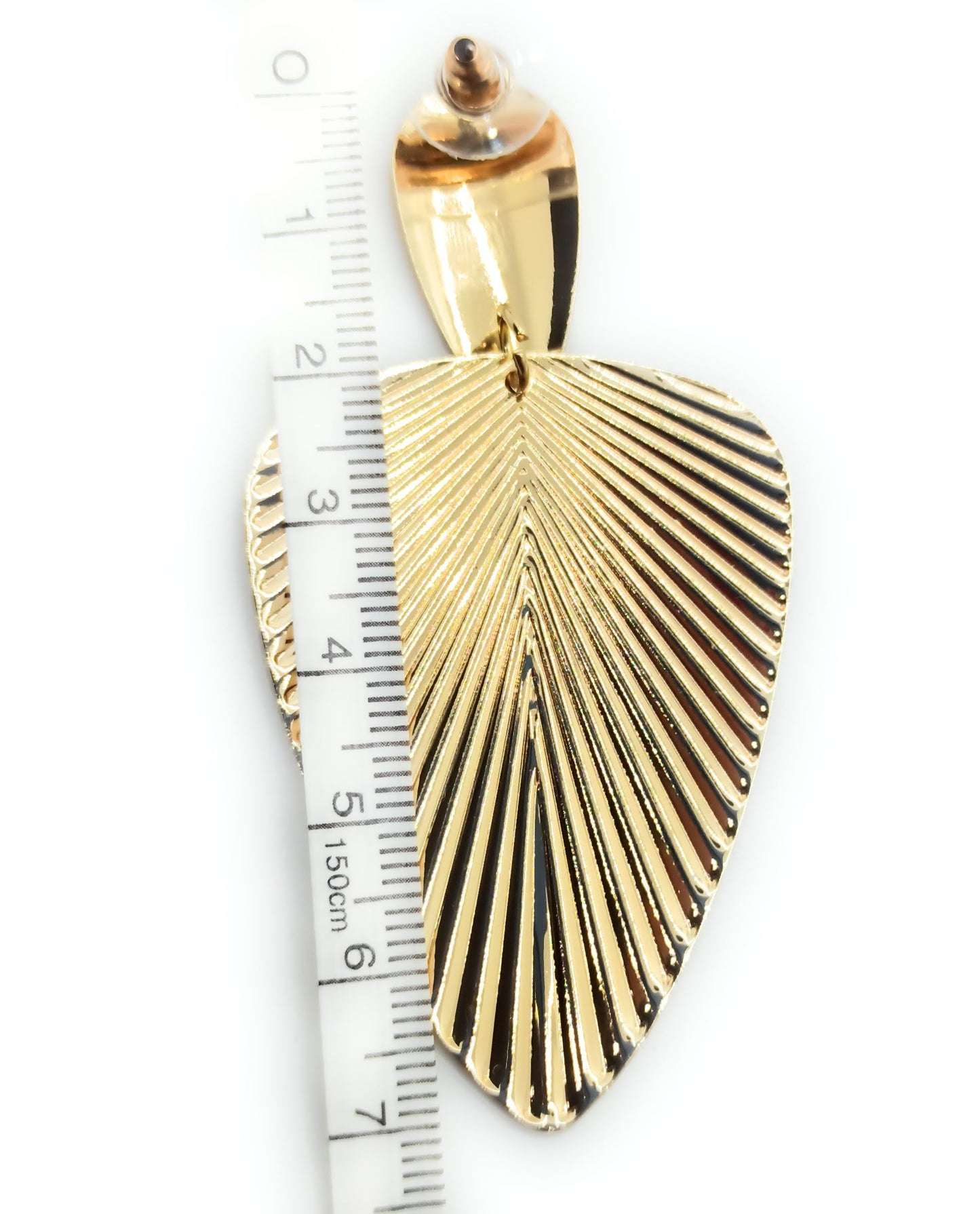 Pendientes Grandes Dorados · XL Hoja Palmera Oro Brillo