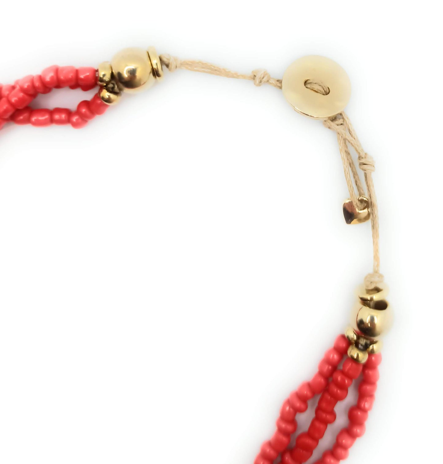 Collar Corto Triple · Coral Rojo