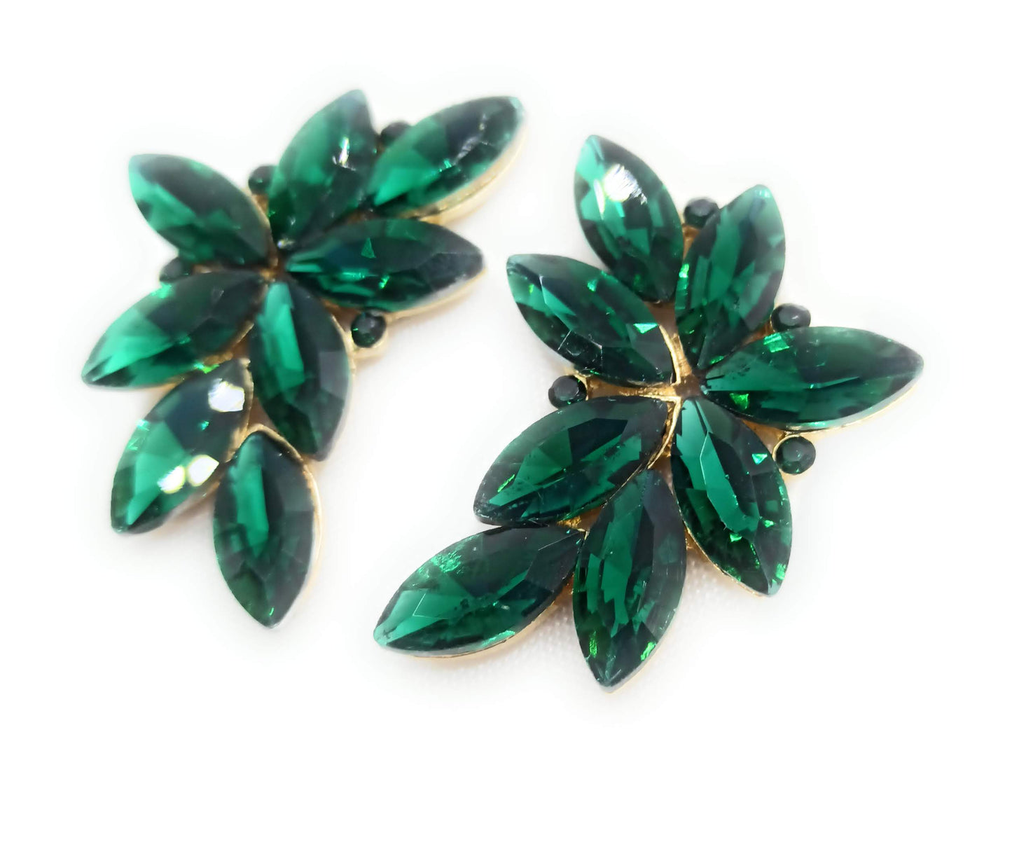 Pendientes Espectaculares Florales · Criastales Verde Esmeralda, Oro