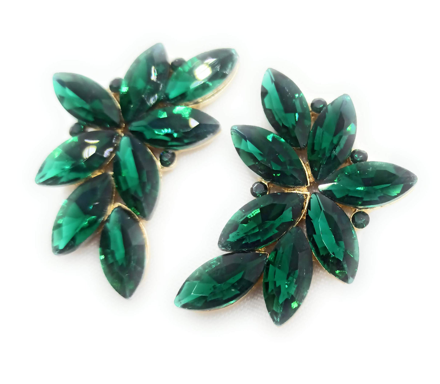 Pendientes Espectaculares Florales · Criastales Verde Esmeralda, Oro