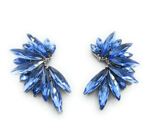 Pendientes Cristales Brillantes · Celeste, Plata