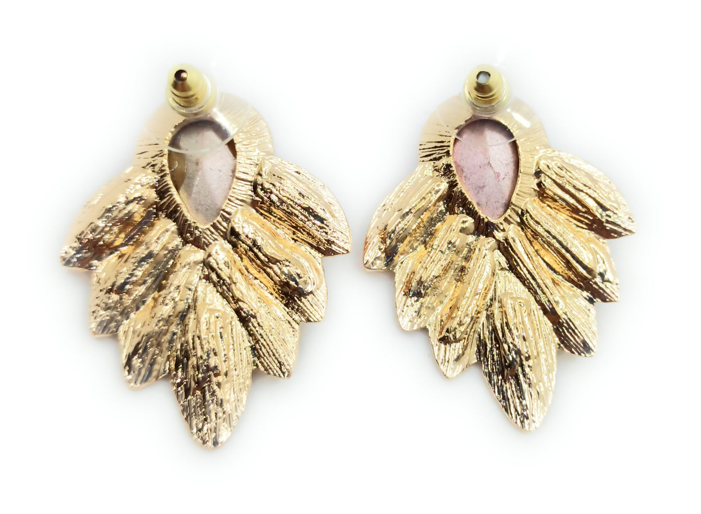 Pendientes Dorados con Cristal · Oro Hojas Laureles Buganvilla