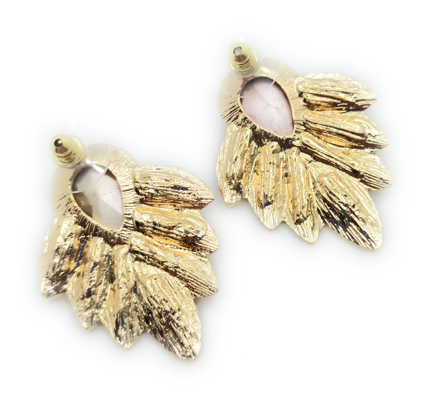 Pendientes Dorados con Cristal · Oro Hojas Laureles Buganvilla