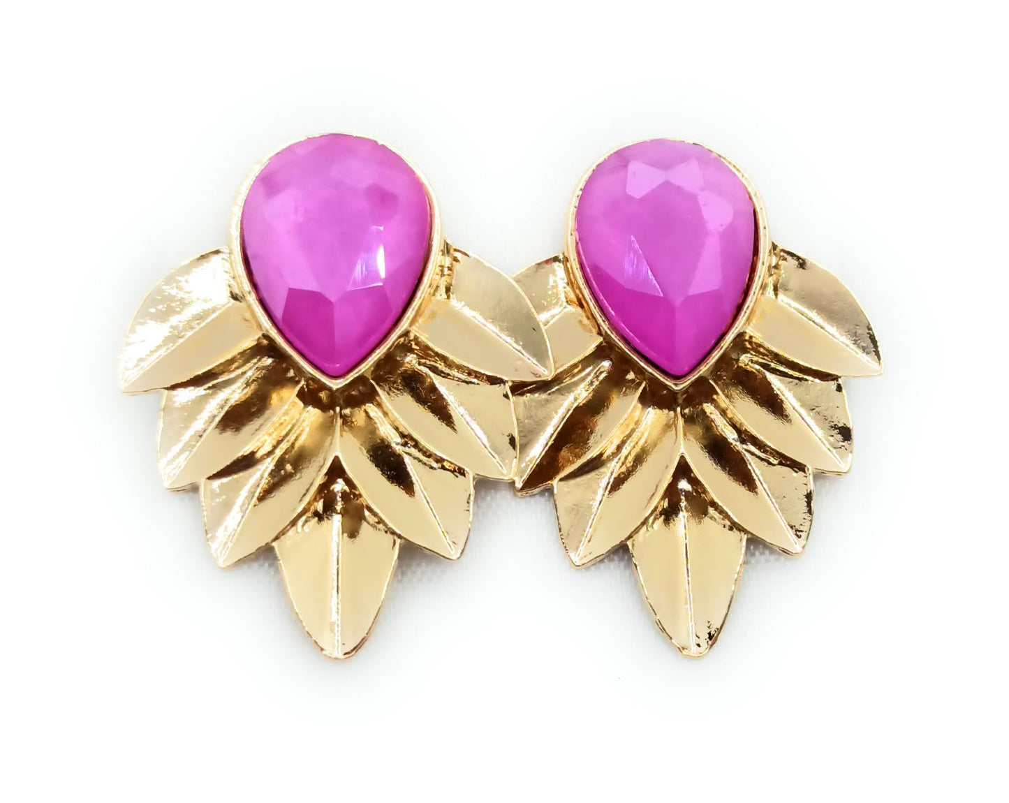 Pendientes Dorados con Cristal · Oro Hojas Laureles Buganvilla