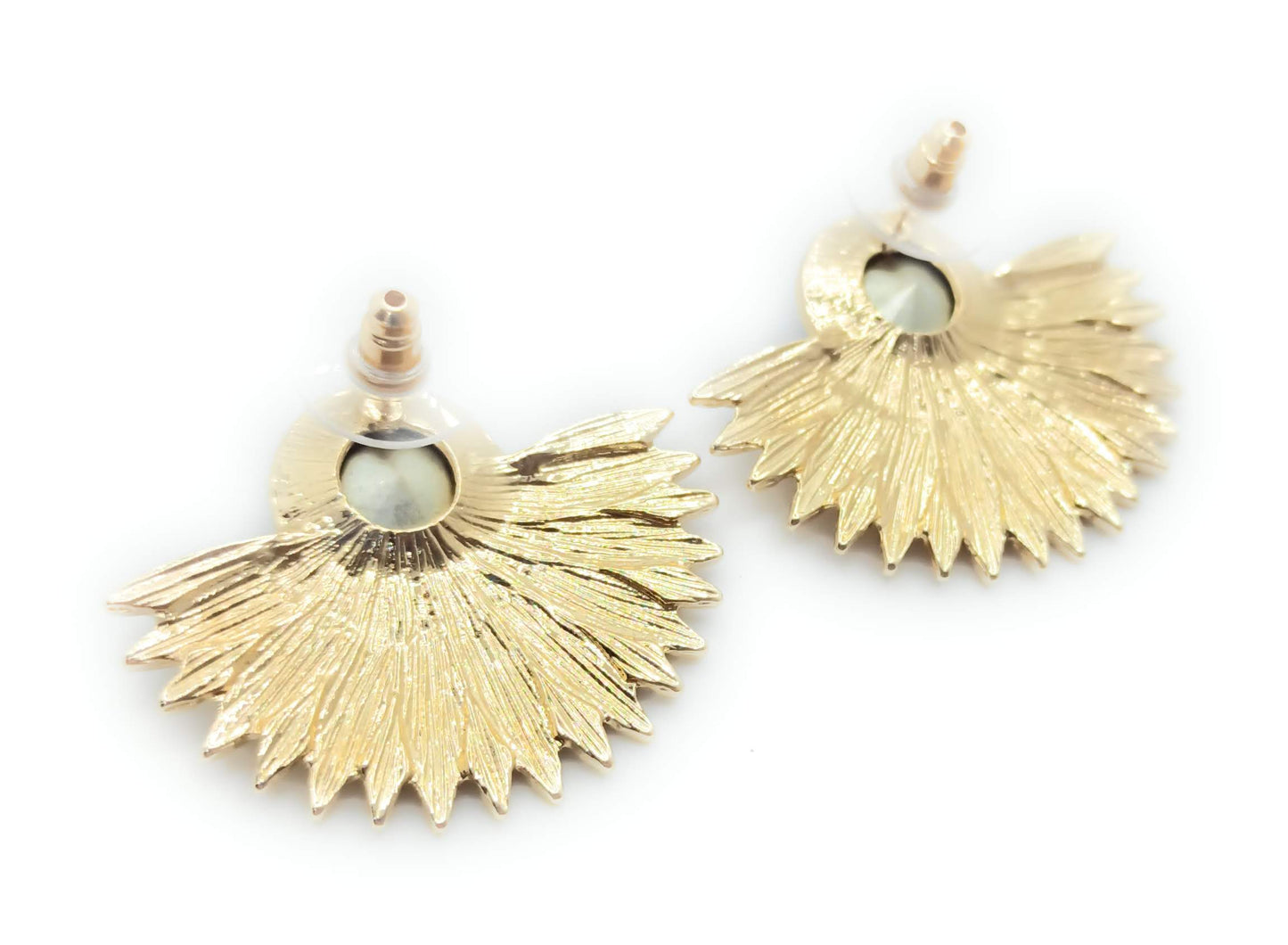 Pendientes Dorados con Cristal · Oro Sol Azul Redondo