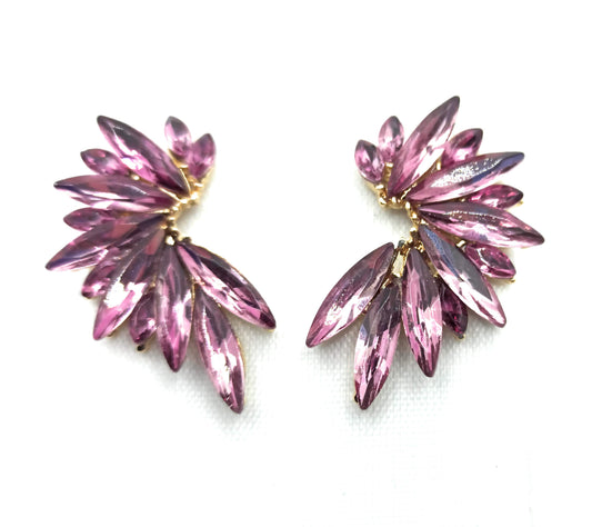 Pendientes Cristales Brillantes · Violeta, Oro
