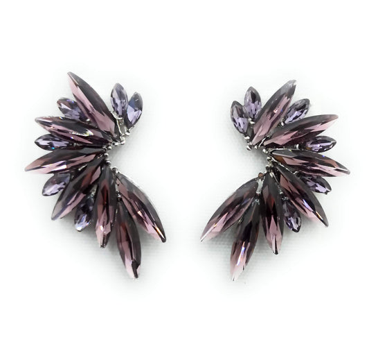Pendientes Cristales Brillantes · Morado, Plata