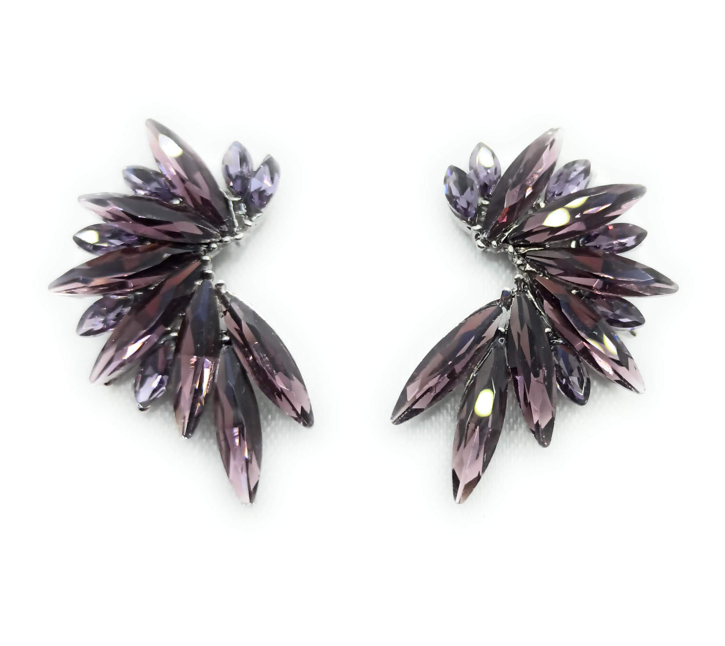 Pendientes Cristales Brillantes · Morado, Plata