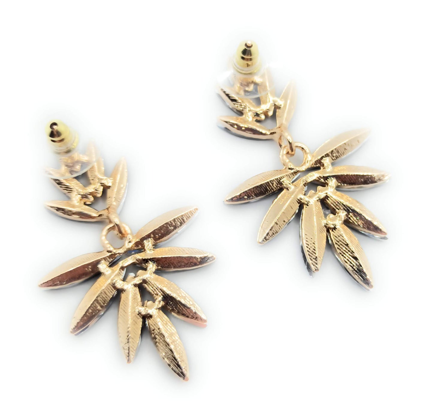 Pendientes Largos de Cristales · Azul Marino, Oro