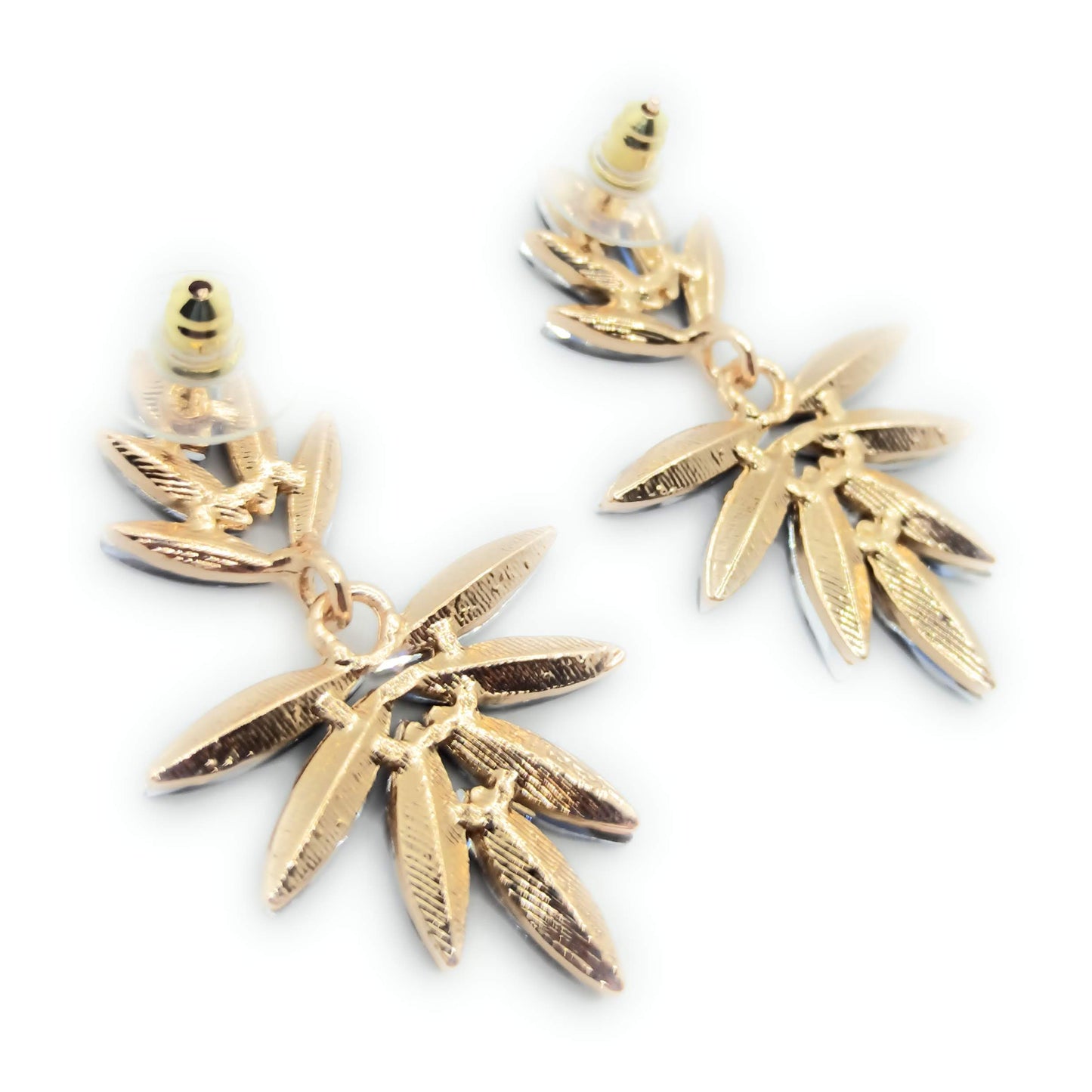 Pendientes Largos de Cristales · Azul Marino, Oro