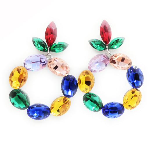 Pendientes Largos de Cristales · Aro Multi, Plata