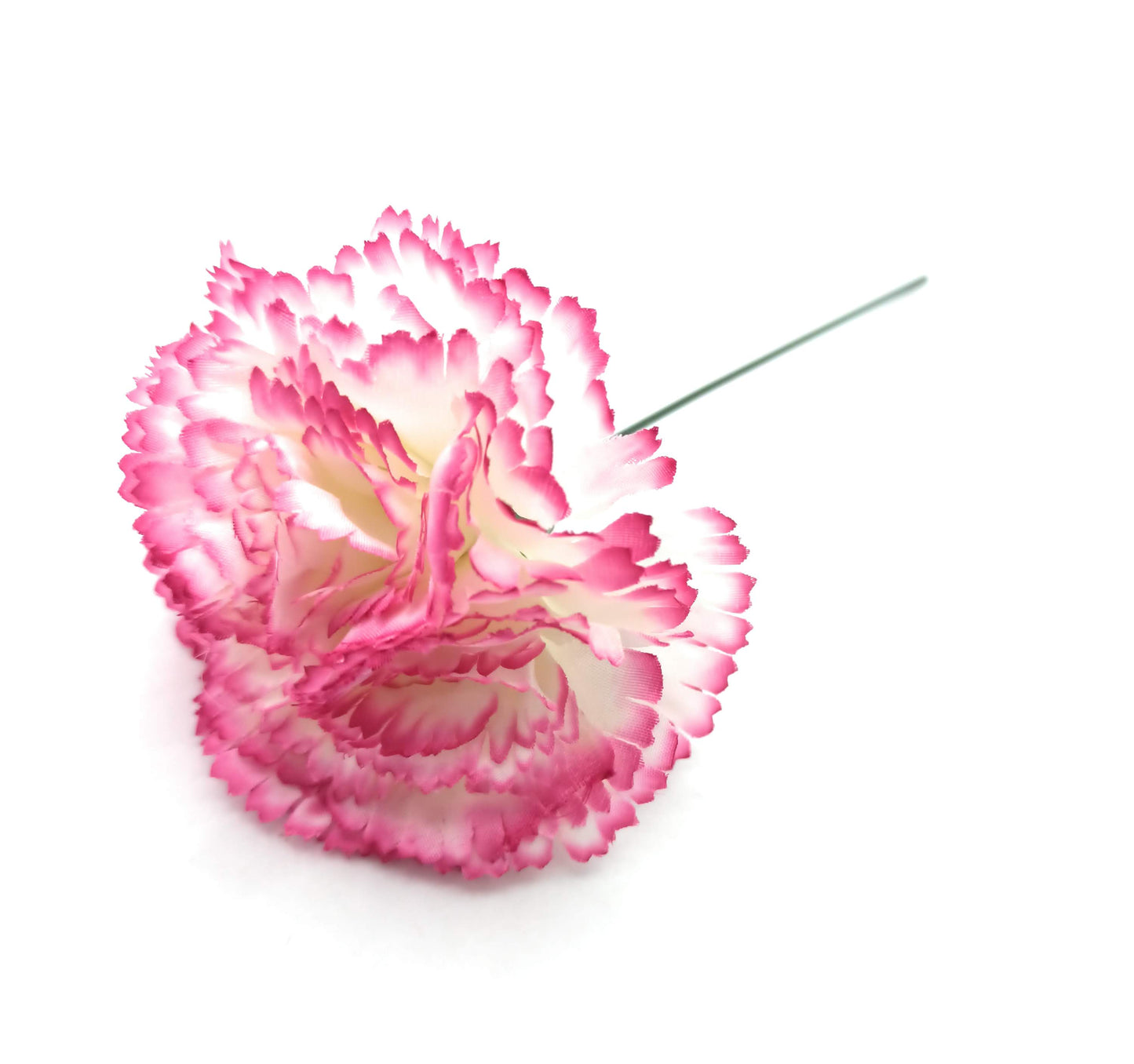 Clavel Flamenco Flor Pelo Ø9cm · Blanco Fucsia