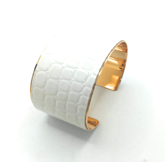Brazalete Imitación Piel · Blanco Oro