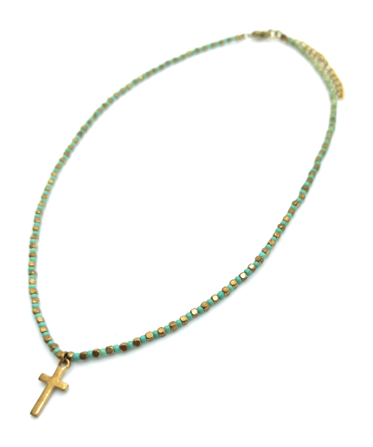 Collar con Cuentas · Verde Agua Cruz