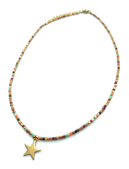 Collar con Cuentas · Multicolor Estrellas