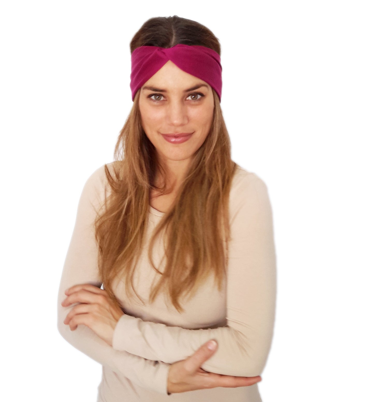 Cinta de Pelo Elástica con Nudo · Frambuesa