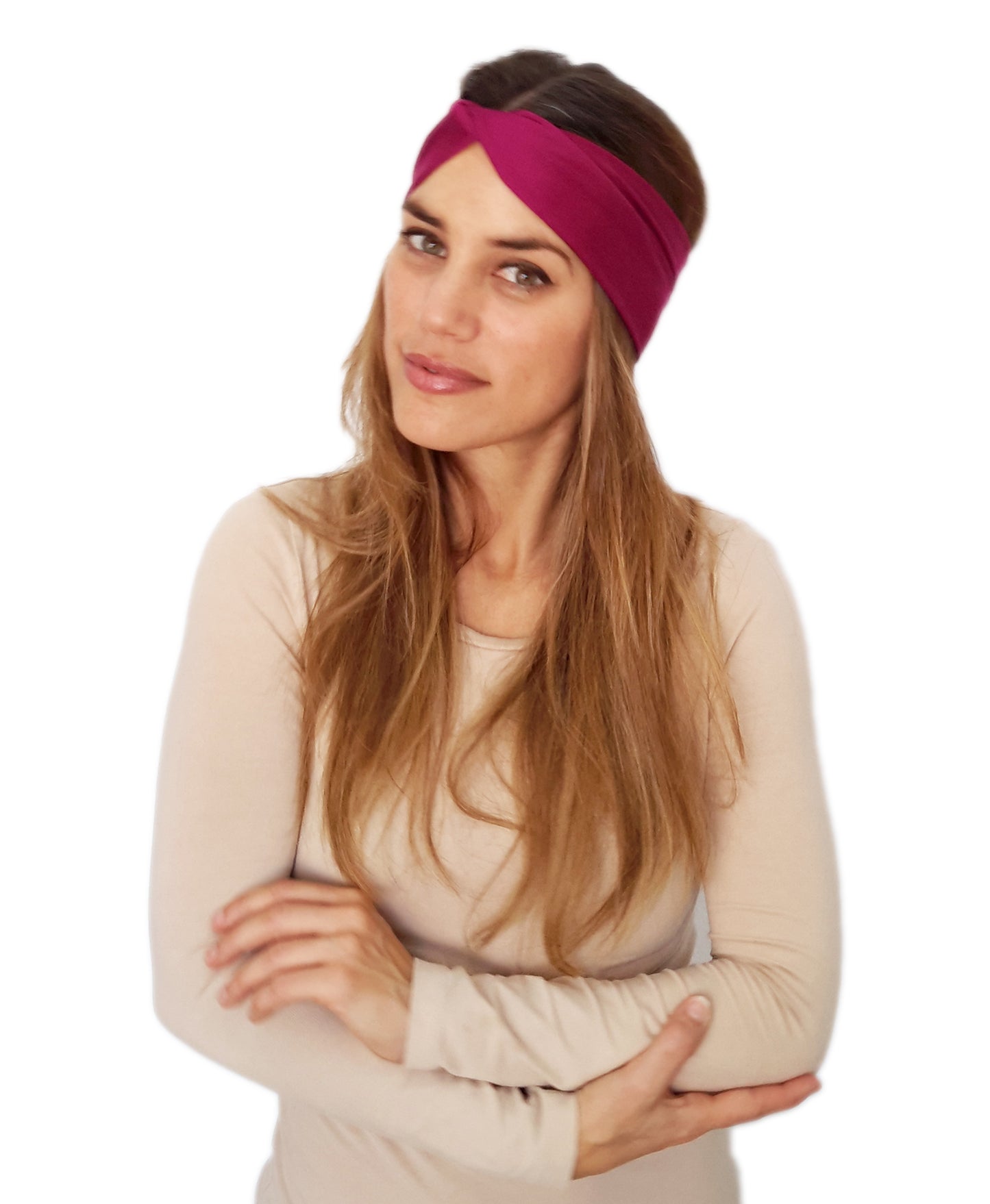 Cinta de Pelo Elástica con Nudo · Frambuesa