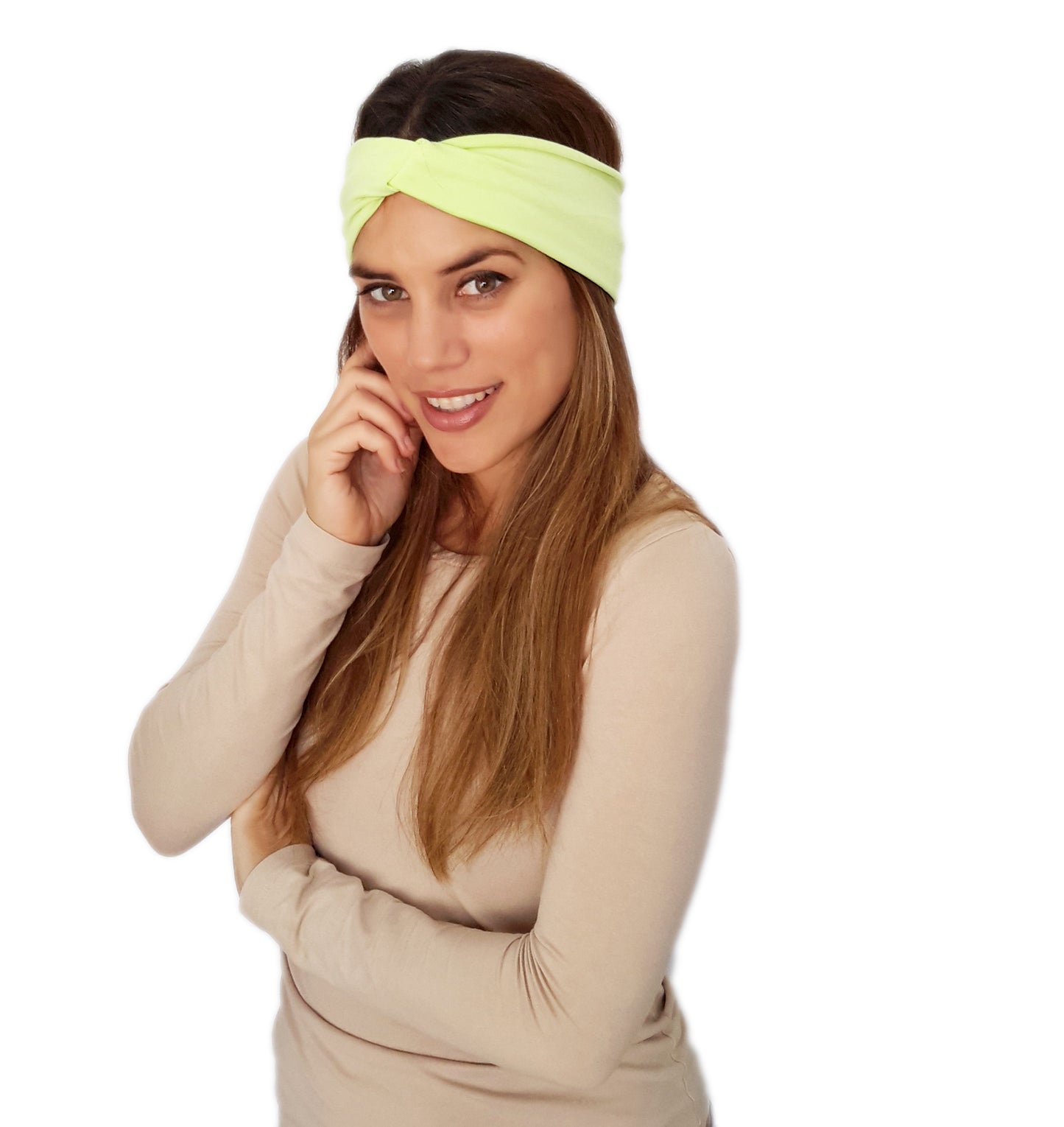 Cinta de Pelo Elástica con Nudo · Pistacho