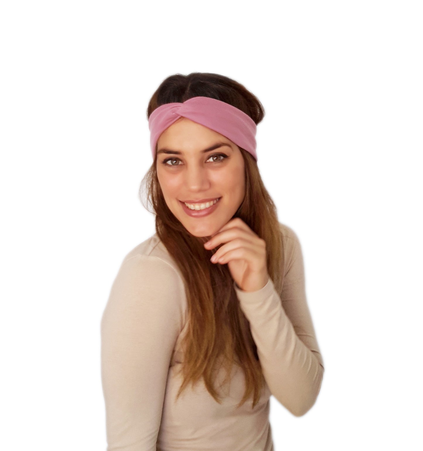 Cinta de Pelo Elástica con Nudo · Rosa Viejo Deluxe