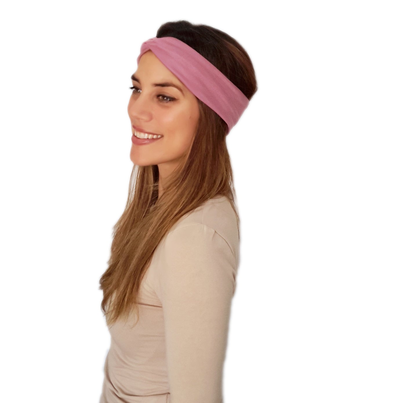 Cinta de Pelo Elástica con Nudo · Rosa Viejo Deluxe