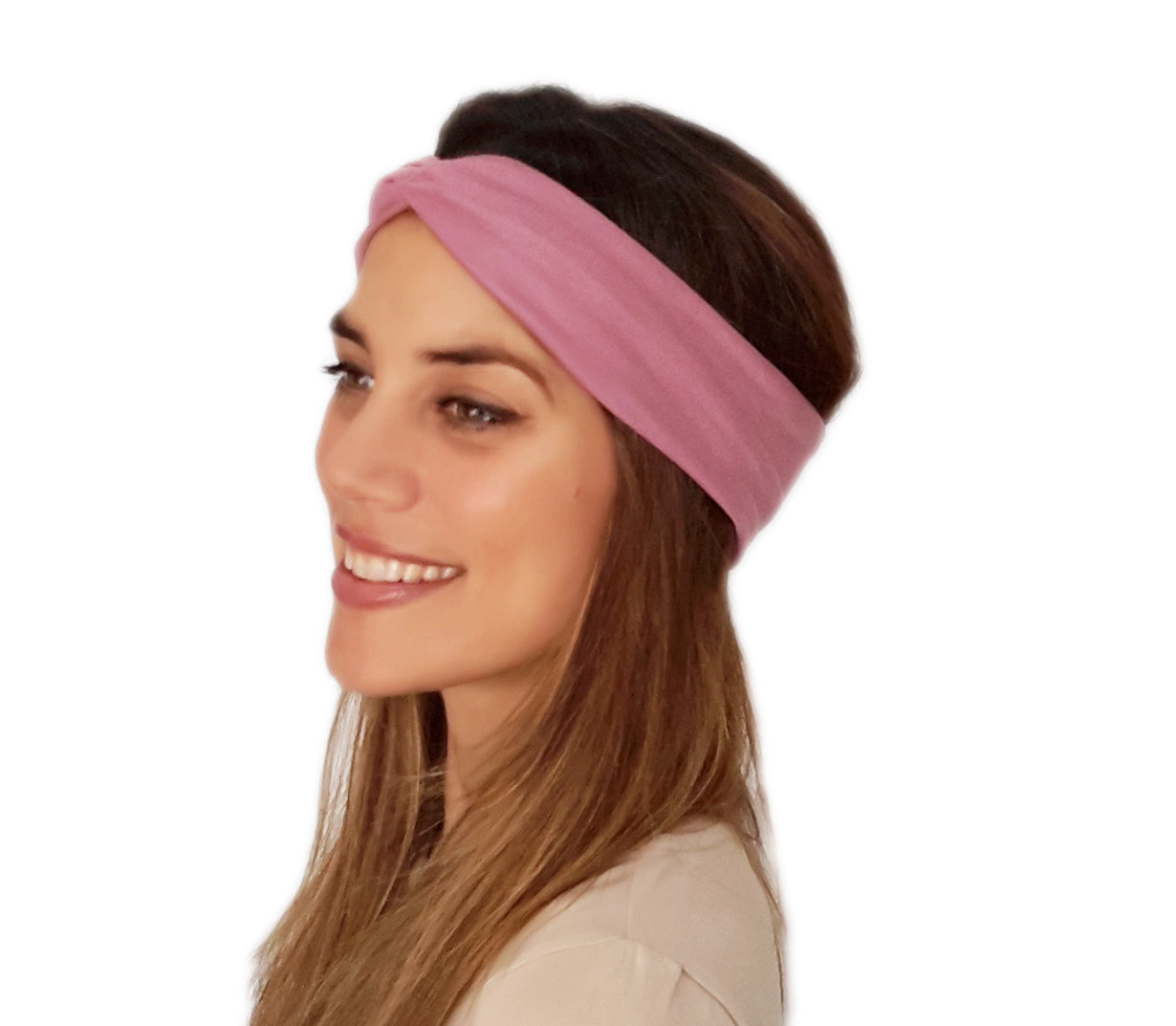 Cinta de Pelo Elástica con Nudo · Rosa Viejo Deluxe