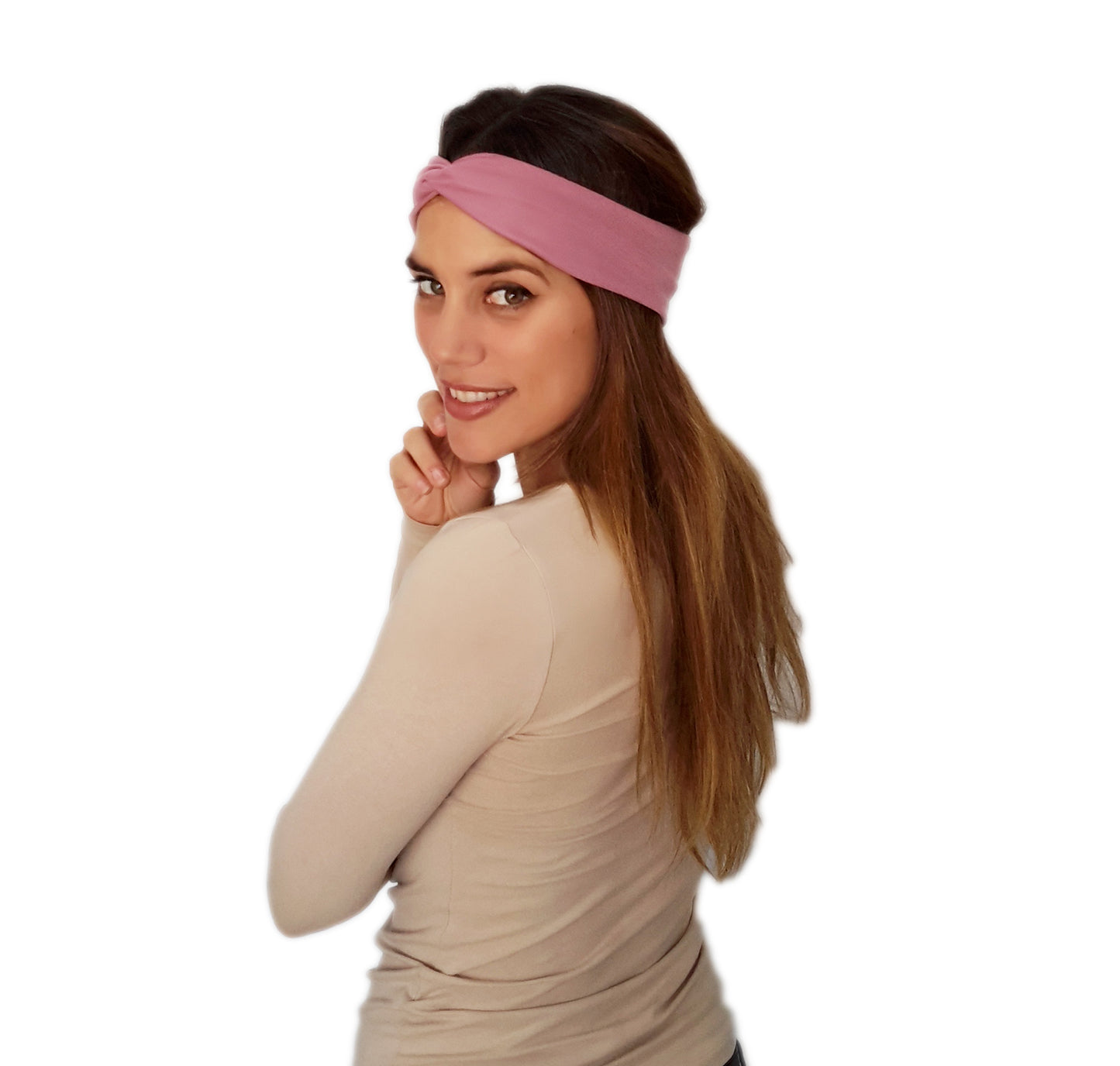 Cinta de Pelo Elástica con Nudo · Rosa Viejo Deluxe