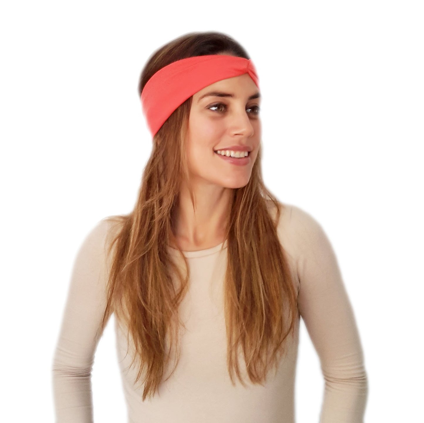 Cinta de Pelo Elástica con Nudo · Coral