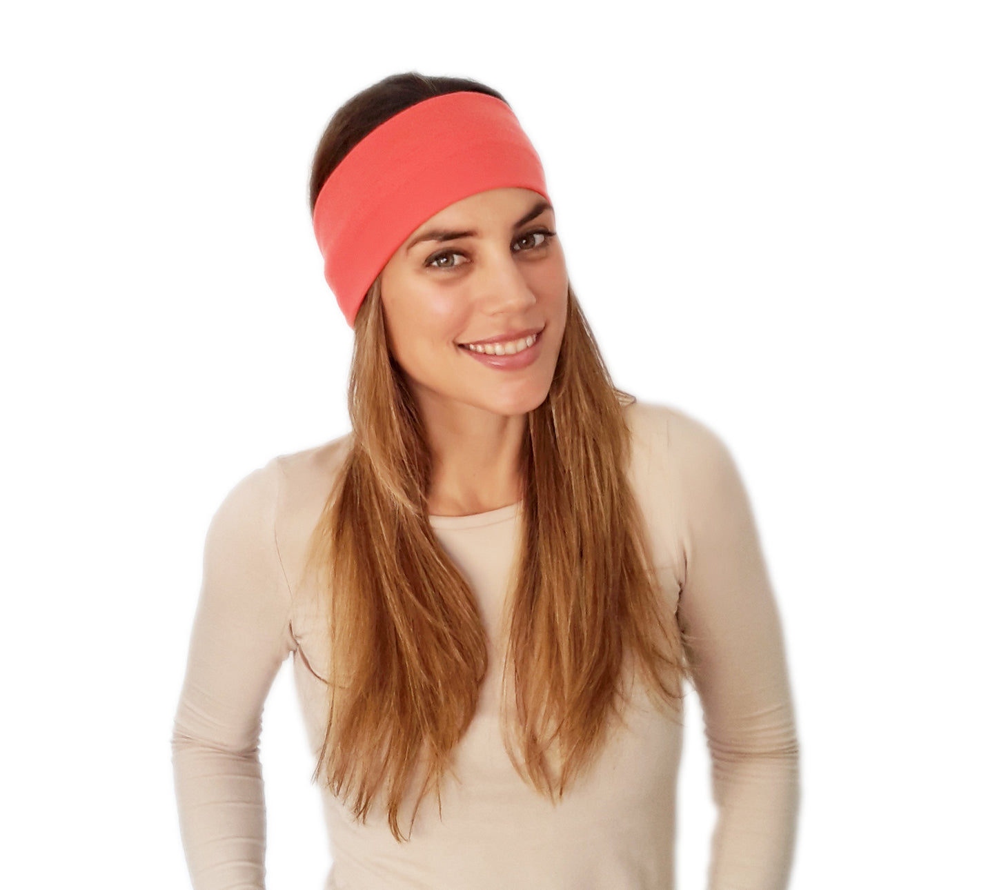 Cinta de Pelo Elástica con Nudo · Coral