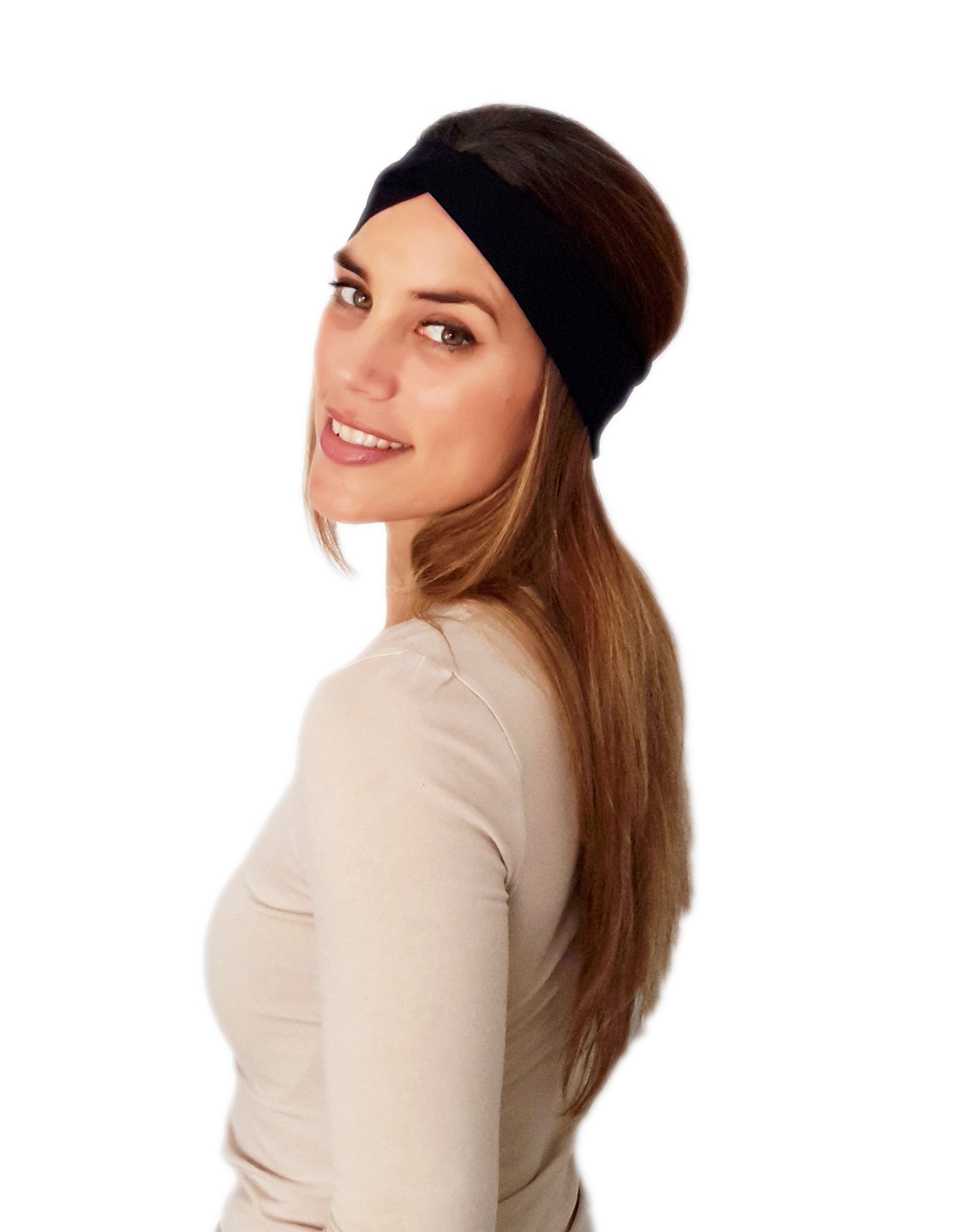 Cinta de Pelo Elástica con Nudo · Negro Deluxe