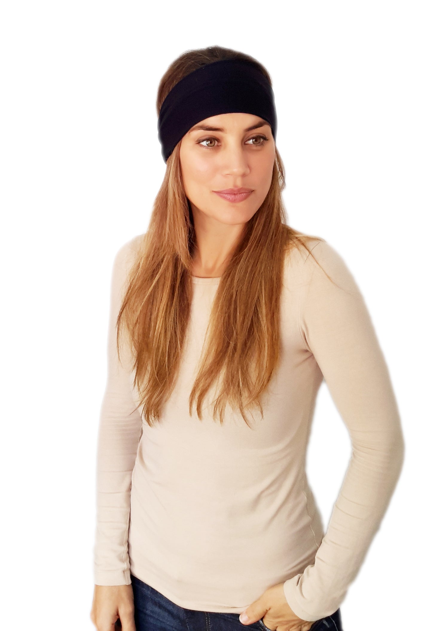 Cinta de Pelo Elástica con Nudo · Negro Deluxe