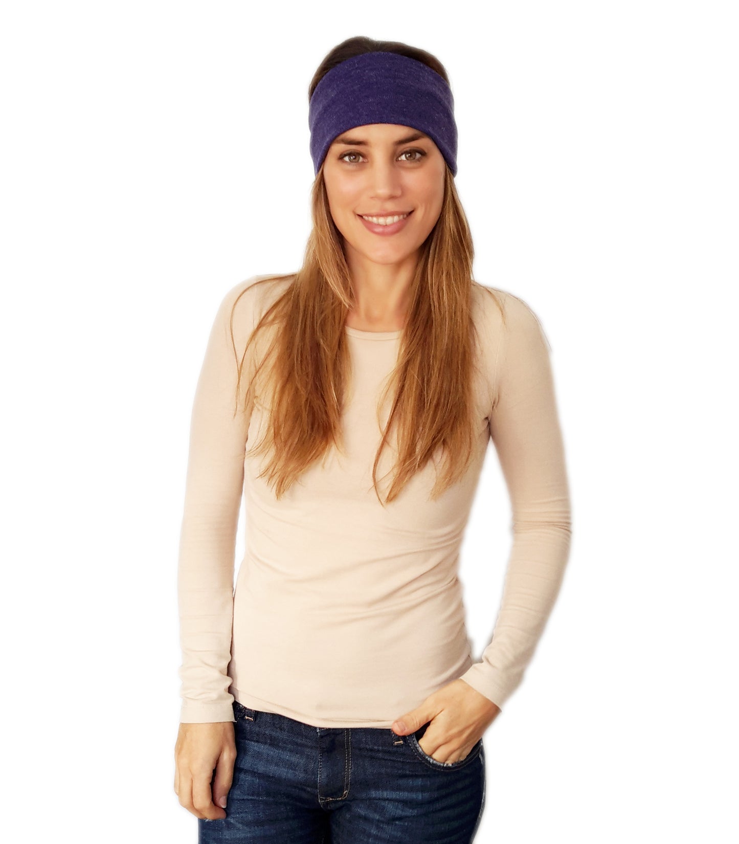 Cinta de Pelo Elástica con Nudo · Morado Jaspeado (Otoño-Invierno)