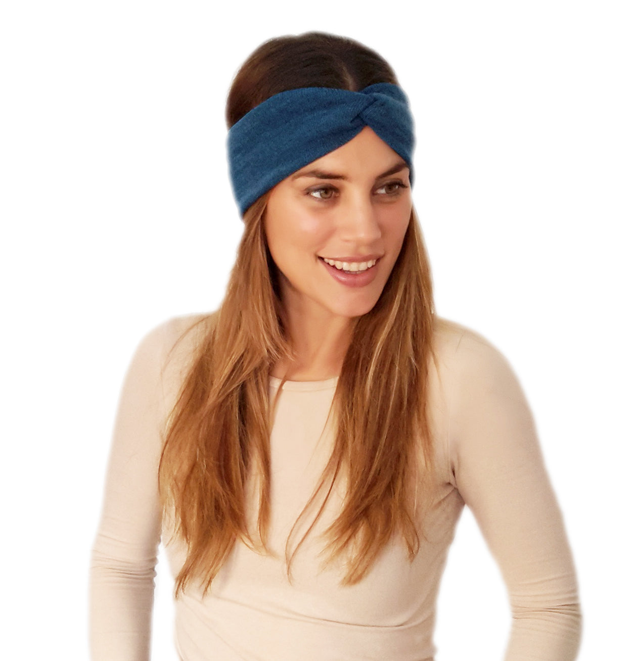 Cinta de Pelo Elástica con Nudo · Azul Jaspeado (Otoño-Invierno)