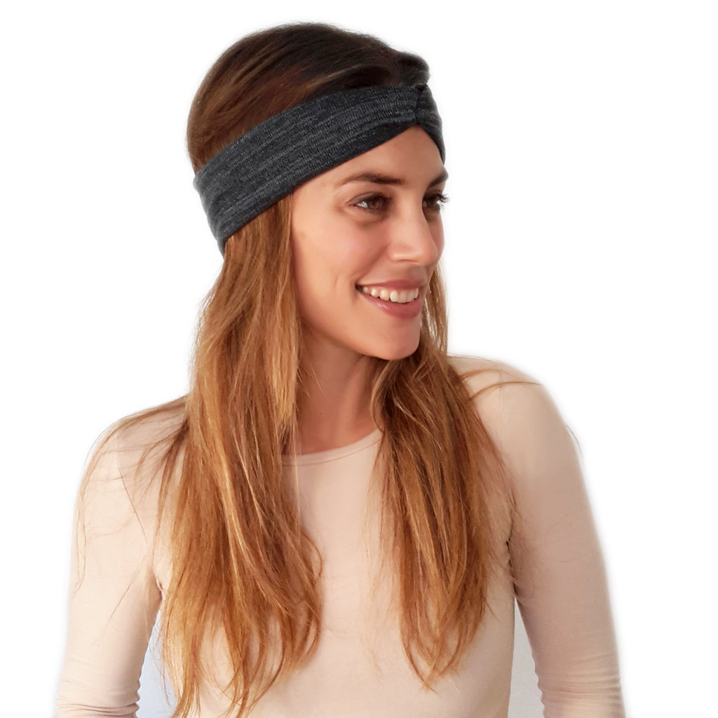 Cinta de Pelo Elástica con Nudo · Gris Oscuro Jaspeado (Otoño-Invierno)