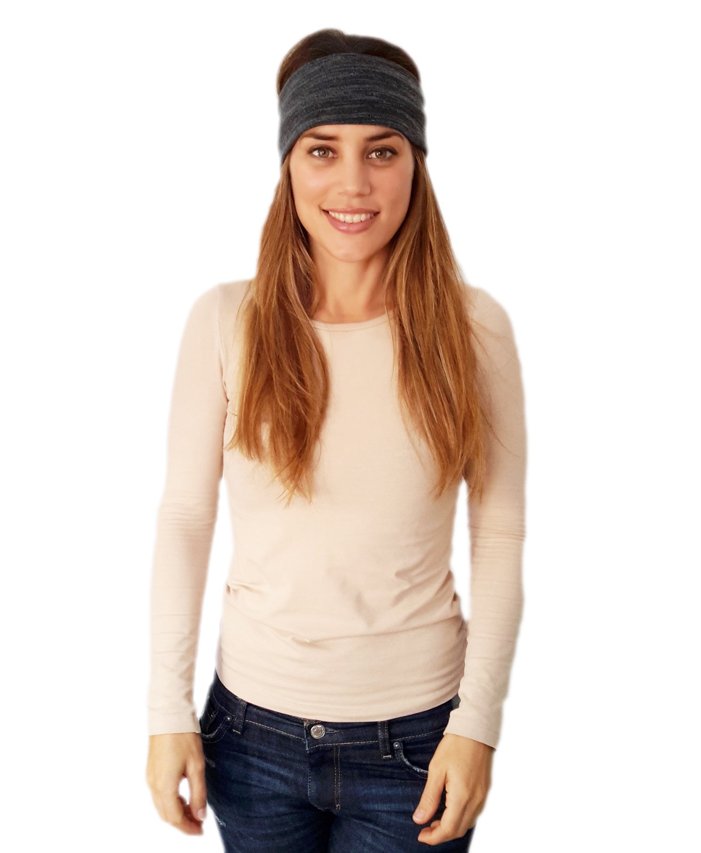 Cinta de Pelo Elástica con Nudo · Gris Oscuro Jaspeado (Otoño-Invierno)