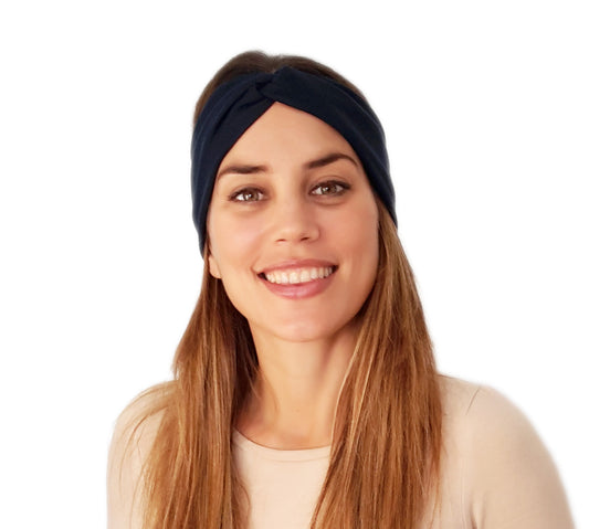 Cinta de Pelo Elástica con Nudo · Azul Noche