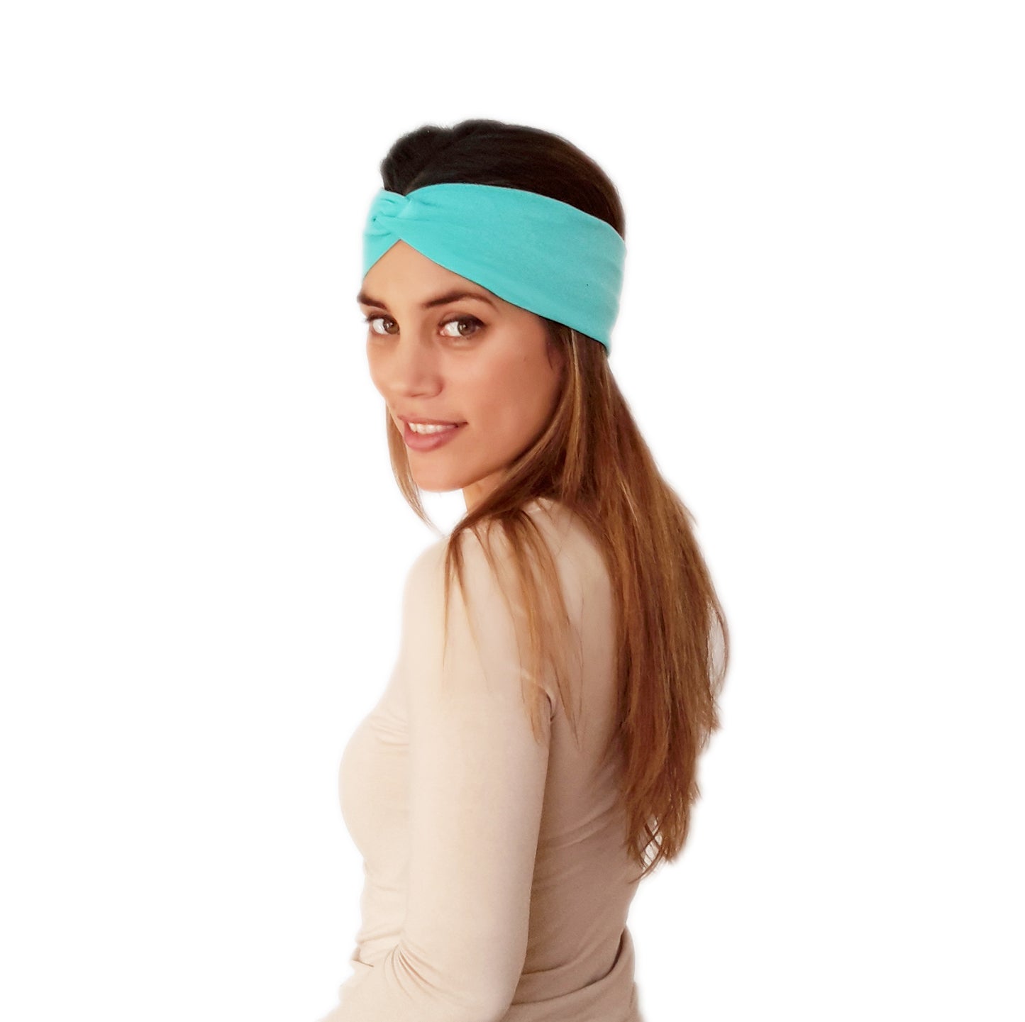 Cinta de Pelo Elástica con Nudo · Turquesa Claro