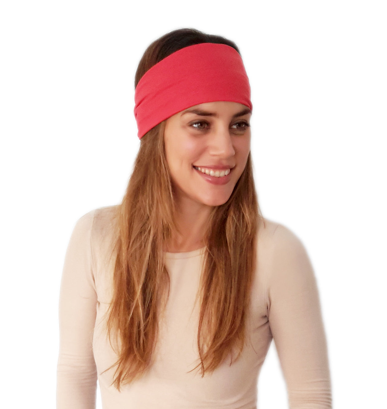 Cinta de Pelo Elástica con Nudo · Coral Intenso