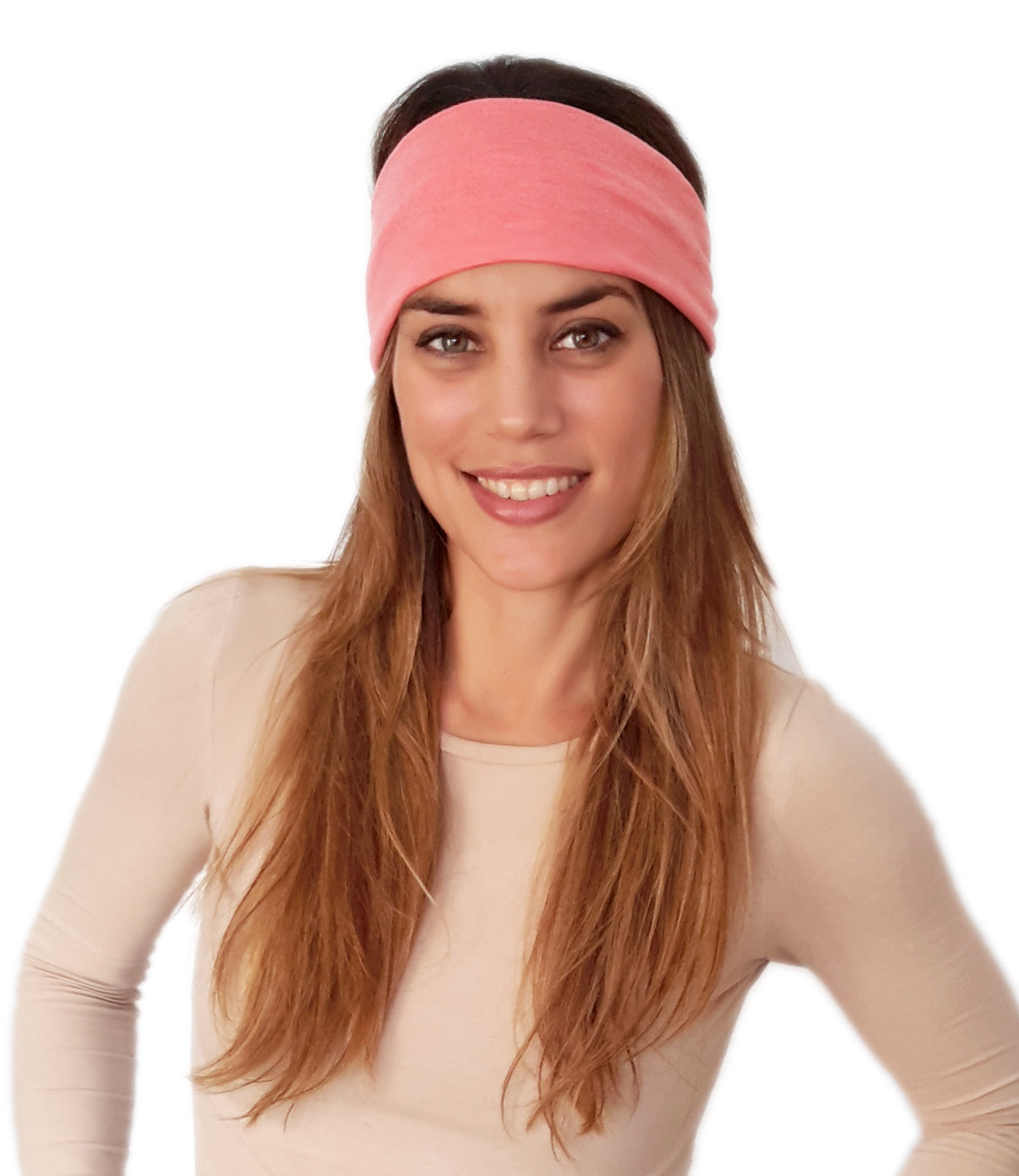 Cinta de Pelo Elástica con Nudo · Coral Claro